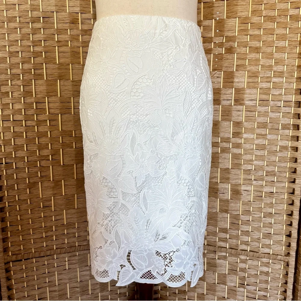 Luxe Kobi Halperin Nala white lace pencil skirt 8 - Picture 2 of 12